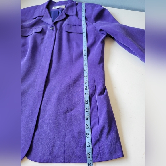 Travis Ayers Silk Purple Padded Shoulder Blazer Size 12 - Picture 8 of 11